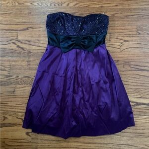Speechless Purple and Black Strapless Dress